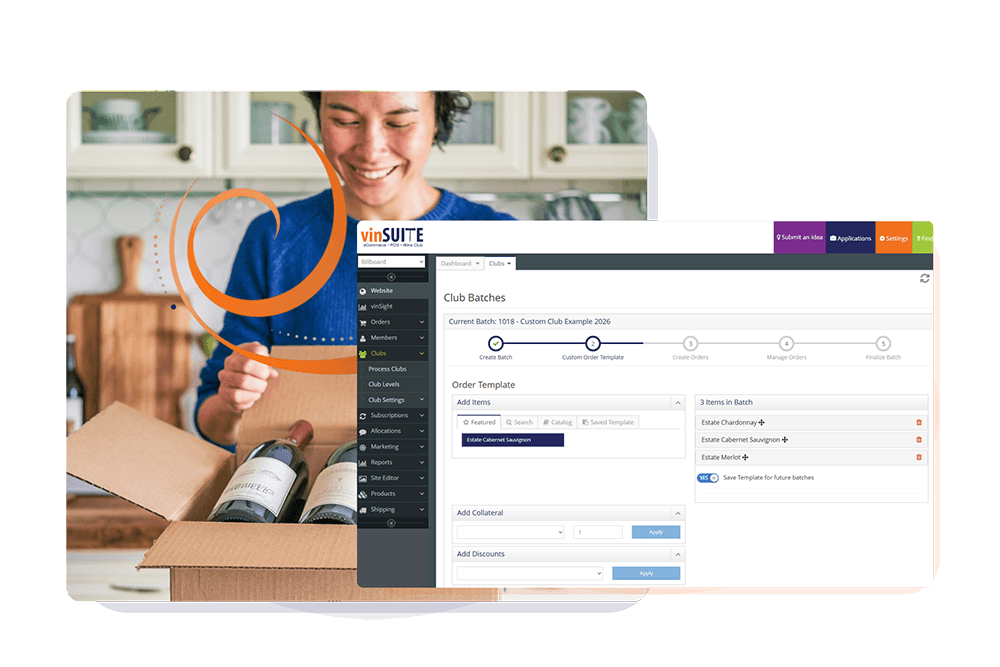 Wine Club batch management interface