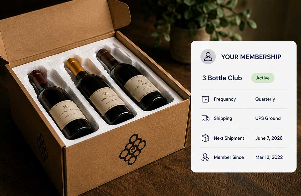 Traditional wine club Edit Memberships interface
