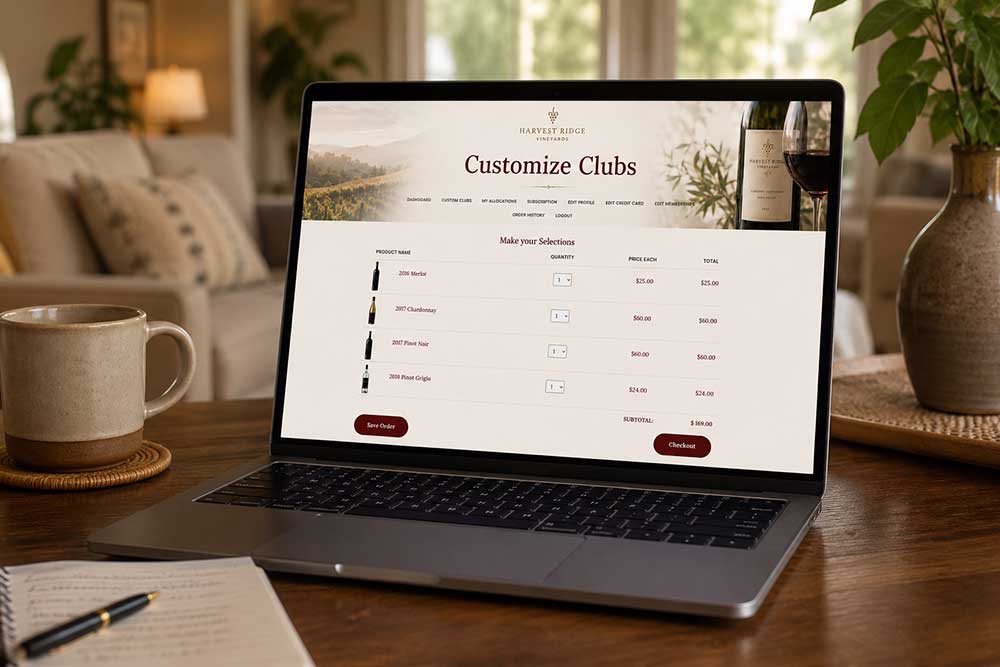 Wine club member unboxing a vinSUITE shipment