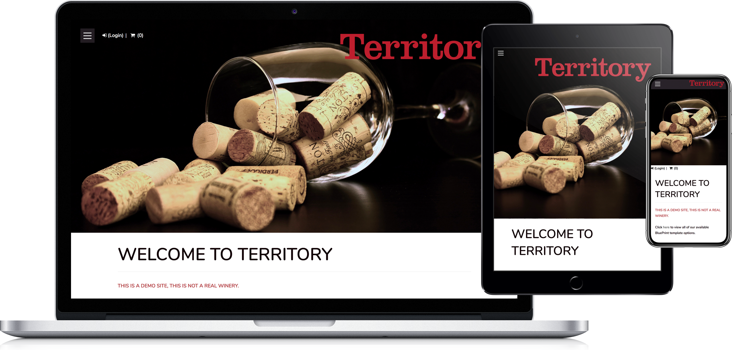 Kampai website template on laptop, tablet and phone